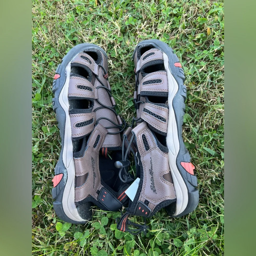 NWT Eddie Bauer Men’s Troy Brown Genuine Leather Outdoor Trail Sandals Size 10
